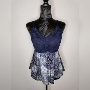 No Boundaries Blue Bustier Peplum Camisole